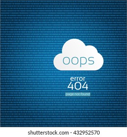 Page not found Error 404, text on background, binary code screen listing table cypher, blue, vector