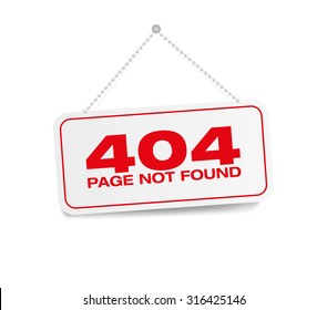 Page not found hanging sign isolated on white wall