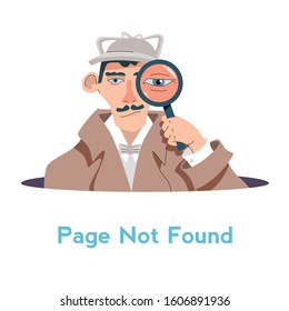 Page Not Found illustration. Detective searching. Error. Page Error 404
