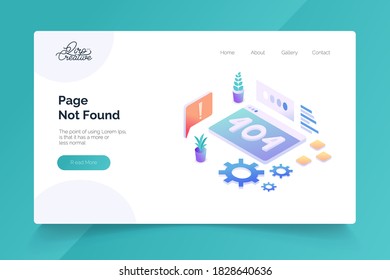 Page not found isometric. landing page vector template