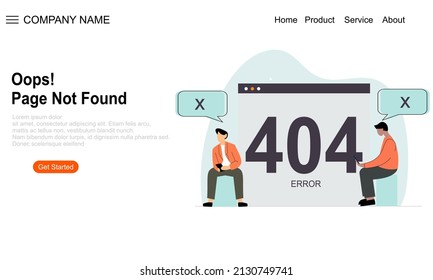Page not found metaphor, page Error 404 Creative landing page design template
