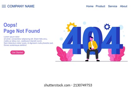 Page not found metaphor, page Error 404 Creative landing page design template