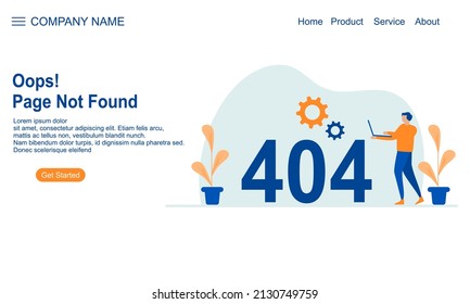 Page not found metaphor, page Error 404 Creative landing page design template