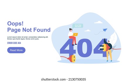 Page not found metaphor, page Error 404 Creative landing page design template