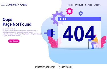 Page not found metaphor, page Error 404 Creative landing page design template