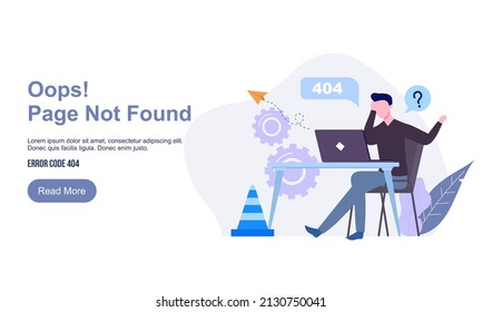 Page not found metaphor, page Error 404 Creative landing page design template