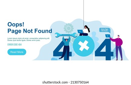 Page not found metaphor, page Error 404 Creative landing page design template
