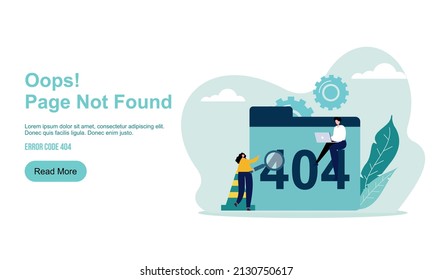 Page not found metaphor, page Error 404 Creative landing page design template
