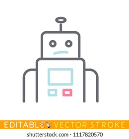 Page not found robot icon. Editable stroke sketch icon. Stock vector illustration.