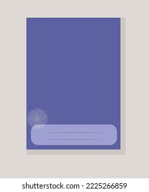 Page notebook colorful sketchbook purple, lilac vector illustration spiderweb or snowflake cover
