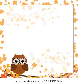 Page for notebook, diary or planners. Page with falling leaves and cute owl on the branch.