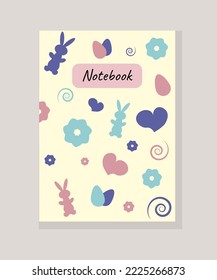 Page notebook Easter covers colorful sketchbook with heart and easter elements vector illustration