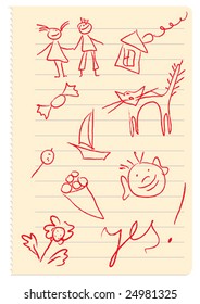 page of the notebook with funny pictures