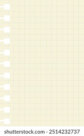 Page of a notebook in a grid isolated on a transparent background. School sheet of paper for collages or scrapbooking. Blank page. Math squared background