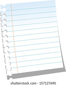 Page of notebook on white background. Vector illustration