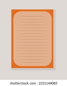 Page notebook, sketchbook orange. Cute cover and pages for the sketchbook, notebook, design of children books, brochures, templates for school diaries. Vector illustration