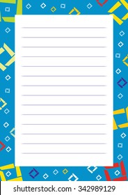 A page of notepad with abstract decorative frame