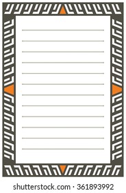 A page of notepad with abstract decorative frame