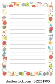 A page of notepad with abstract decorative frame