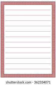 A page of notepad with abstract decorative frame