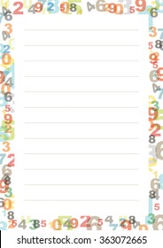 A page of notepad with abstract decorative frame with number