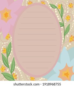 A page for a notepad with flowers.