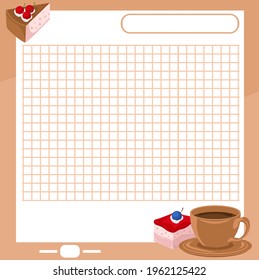 A page from a notepad for taking notes and making notes. Vector template with a coffee theme.
