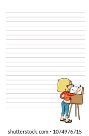 Page for notes with cartoon character. Daily, weekly, monthly planner blank. Vector printable organizer template.