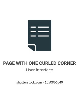 Page with one curled corner vector icon on white background. Flat vector page with one curled corner icon symbol sign from modern user interface collection for mobile concept and web apps design.