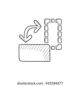 Icono de esbozo vectorial de orientación de página aislado en el fondo. Icono de orientación de página dibujado a mano. Icono de esbozo de orientación de página para infografía, sitio web o aplicación.