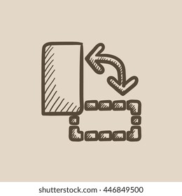 Icono de esbozo vectorial de orientación de página aislado en el fondo. Icono de orientación de página dibujado a mano. Icono de esbozo de orientación de página para infografía, sitio web o aplicación.