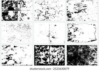 Page overlay backgrounds set of old book or calligraphy. Black white dirty ancient parchment papers in dust set. Writing, study and education concept. Papers texture for book making.