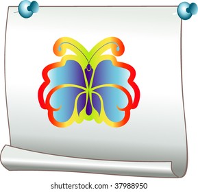 Page of paper with butterfly