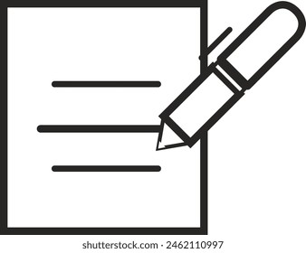 page with a pen icon eps black color 