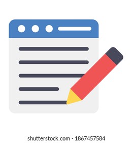 
A page with pencil on web page showing content writing
