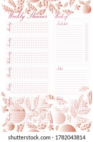 page in planner colors for the week
