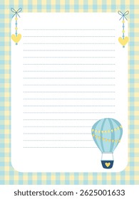 Page for planner with cute air hot balloon and decor