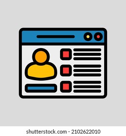 Page profile icon in filled line style about social media, use for website mobile app presentation
