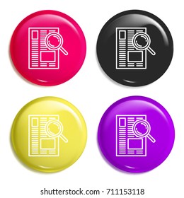 Page Proofs multi color glossy badge icon set. Realistic shiny badge icon or logo mockup