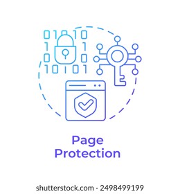 Page protection blue gradient concept icon. Network security, access control. Service availability. Round shape line illustration. Abstract idea. Graphic design. Easy to use in infographic