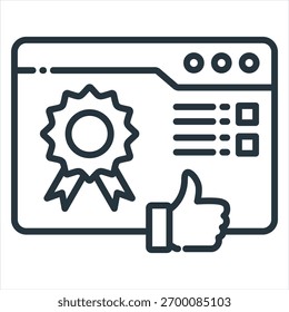 Icono de esquema de calidad de página Ilustración vectorial