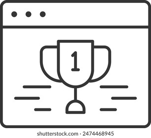 Page rank in SEO icon thin outline style detailed
