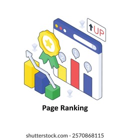 Page Ranking isometric Colored illustration. EPS File stock illustration