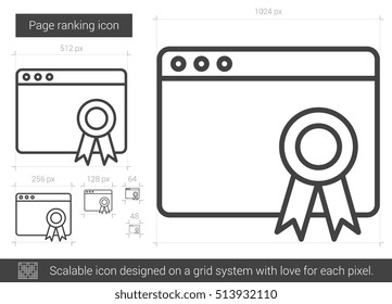 Icono de línea vectorial de clasificación de páginas aislado en fondo blanco. Icono de línea de clasificación de páginas para infografía, sitio web o aplicación. Icono escalable diseñado en un sistema de cuadrícula.