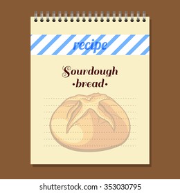 Page for recipe book with hand drawn bread. Vector illustration.