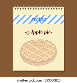 Page for recipe book with hand drawn pie. Vector illustration.