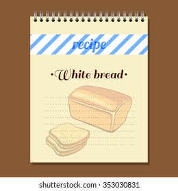 Page for recipe book with hand drawn bread. Vector illustration.