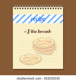 Page for recipe book with hand drawn bread. Vector illustration.
