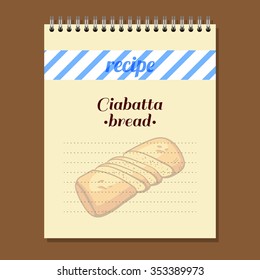 Page for recipe book with hand drawn bread. Vector illustration.