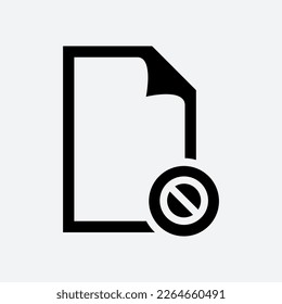 Page restricted icon. Vector illustration. Sign. Symbol. Button. Element. Silhouette. Isolated on white background.